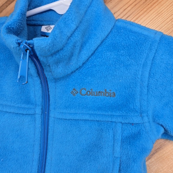 Columbia Fleece Zip Up Jacket Baby 6 Months Bright Blue Color - Picture 2 of 5